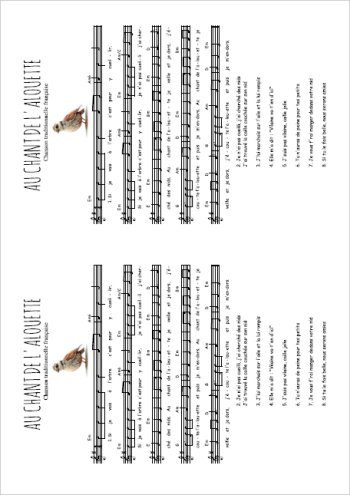 Au chant de l'alouette Partition gratuite